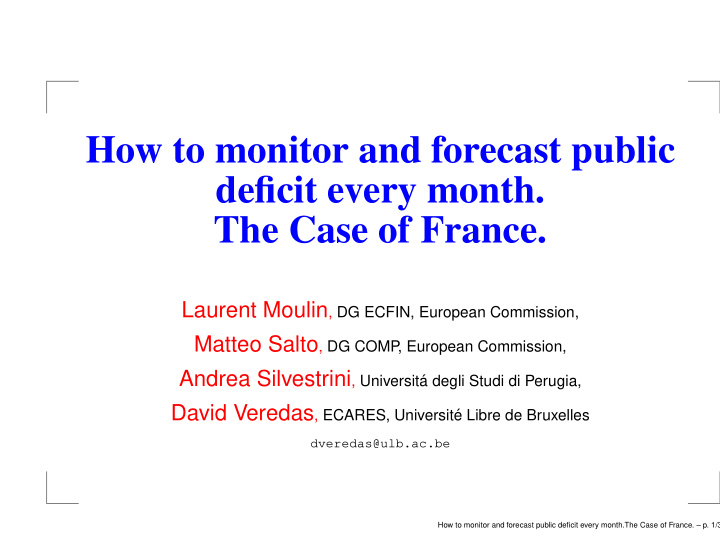 how to monitor and forecast public deficit every month