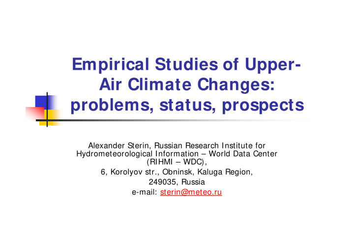 empirical studies of upper air climate changes problems