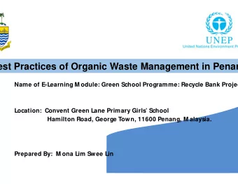 Best Practices of Organic Wast  Waste Management in Penan  Name of E-Learning M odule: Green  n