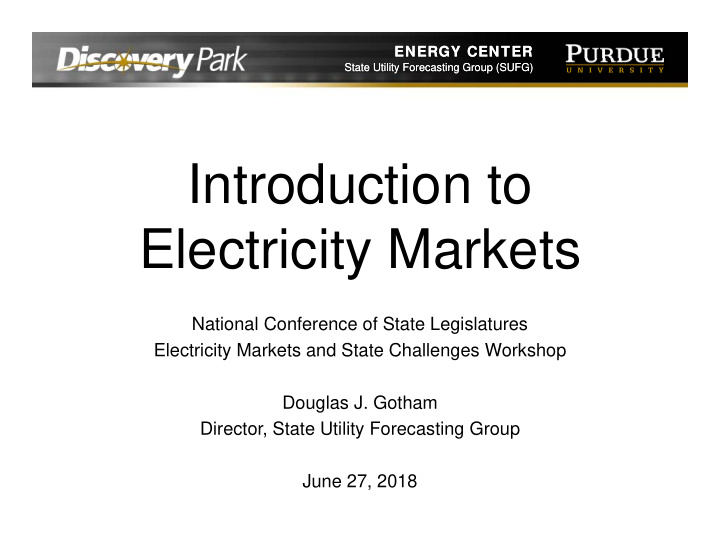 introduction to electricity markets
