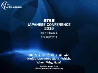 Multiphase Interactions: Which,  When, Why, How?  Ravindra Aglave, Ph.D  Director, Chemical Process