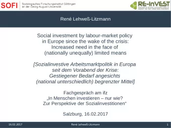 Social investment by labour-market policy  in Europe since the wake of the crisis:  Increased need
