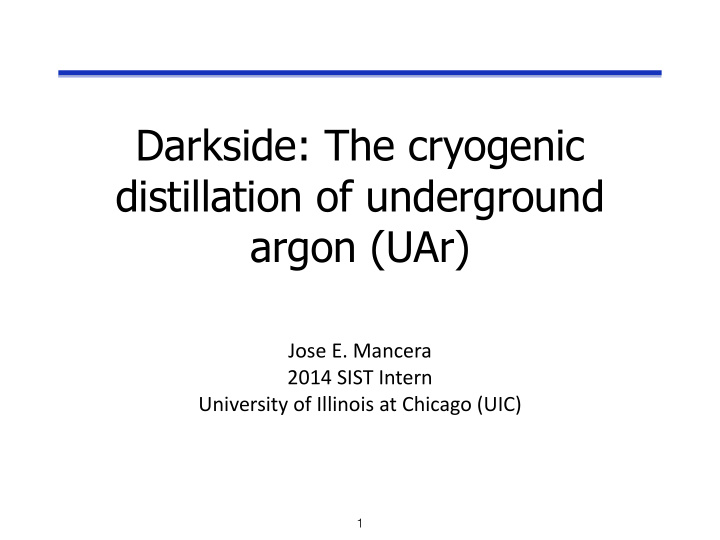 darkside the cryogenic distillation of underground argon