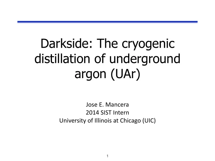 darkside the cryogenic distillation of underground argon