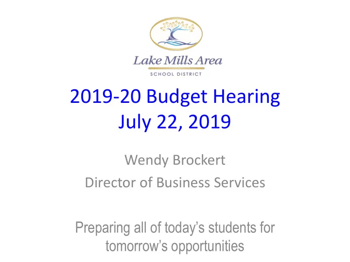2019 20 budget hearing