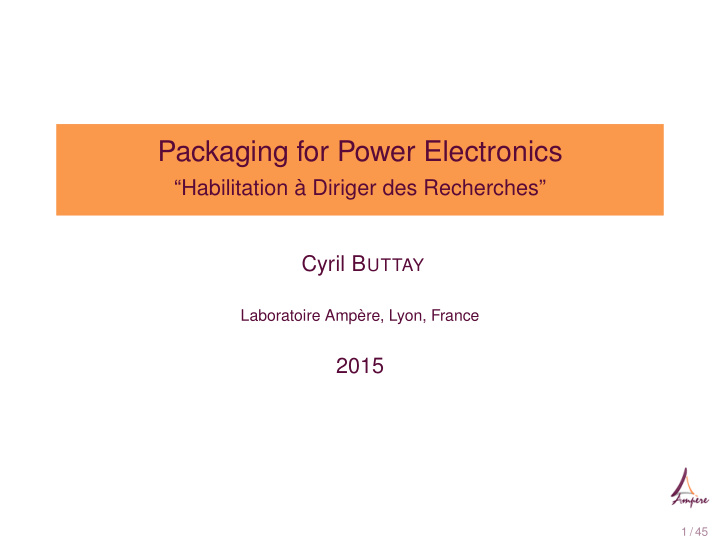 packaging for power electronics