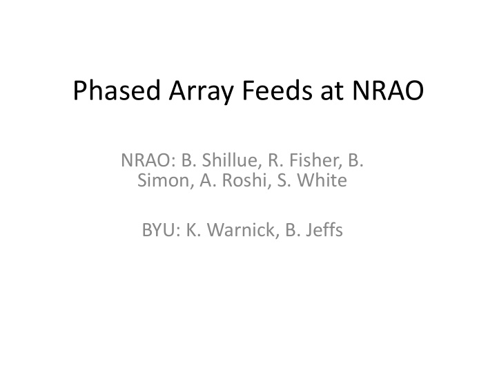 phased array feeds at nrao