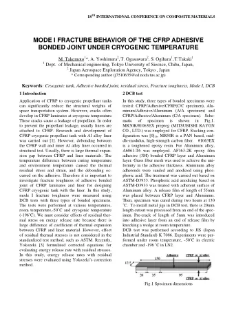 MODE I FRACTURE BEHAVIOR OF THE CFRP ADHESIVE  BONDED JOINT UNDER CRYOGENIC TEMPERATURE M. Takemoto