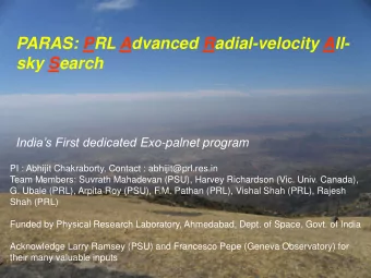 PARAS: PRL Advanced Radial-velocity All-  sky Search Indias First dedicated Exo-palnet program