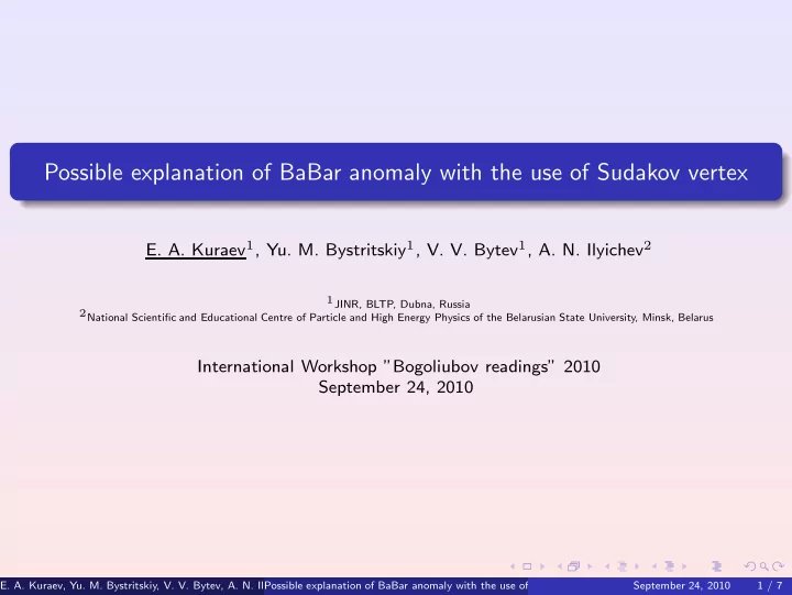 possible explanation of babar anomaly with the use of