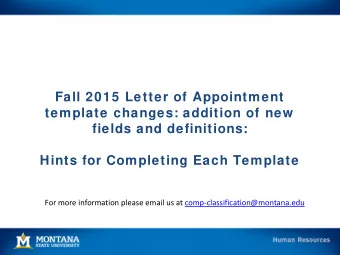 Fall 2015 Letter of Appointment  template changes: addition of new  fields and definitions:  Hints
