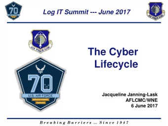 Lifecycle  Jacqueline Janning-Lask  AFLCMC/WNE  6 June 2017 B r e a k i n g  B a r r i e r s