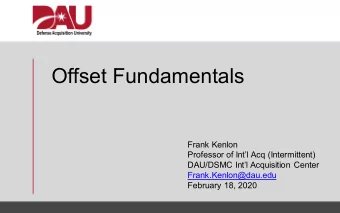 Offset Fundamentals  Frank Kenlon  Professor of Intl Acq (Intermittent)  DAU/DSMC Intl