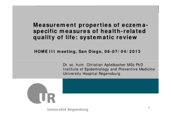 Measurem ent properties of eczem a-  Fakultt Medizin  specific m easures of health-related
