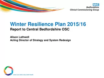 Winter Resilience Plan 2015/16  Report to Central Bedfordshire OSC  Alison Lathwell  Acting
