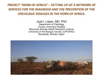 PROJECT HORN OF AFRICA  SETTING UP OF A NETWORK OF  SERVICES FOR THE DIAGNOSIS AND THE