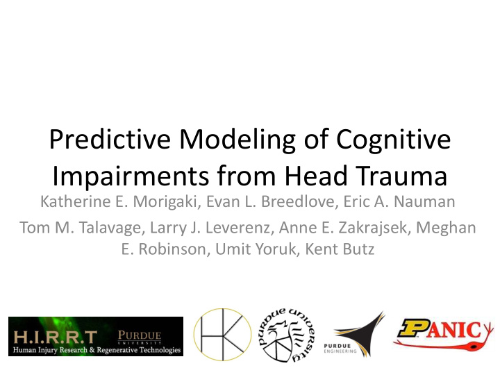 predictive modeling of cognitive impairments from head