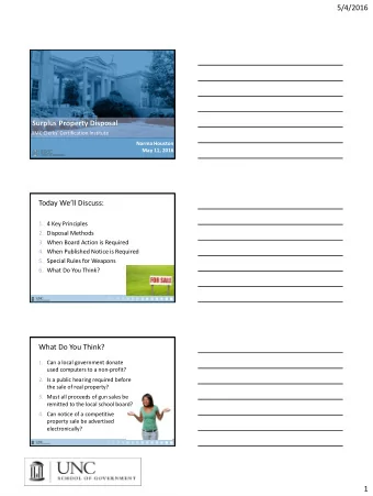 5/4/2016  Surplus Property Disposal  IIMC Clerks Certification Institute  Norma Houston  May 11,