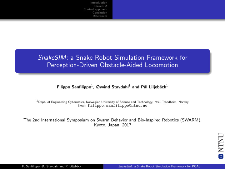 snakesim a snake robot simulation framework for