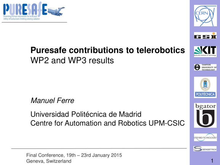puresafe contributions to telerobotics wp2 and wp3 results