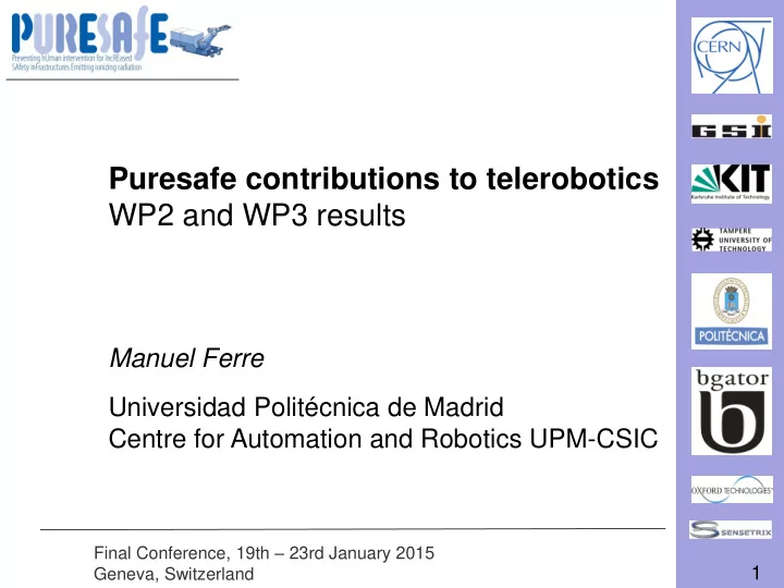 puresafe contributions to telerobotics wp2 and wp3 results