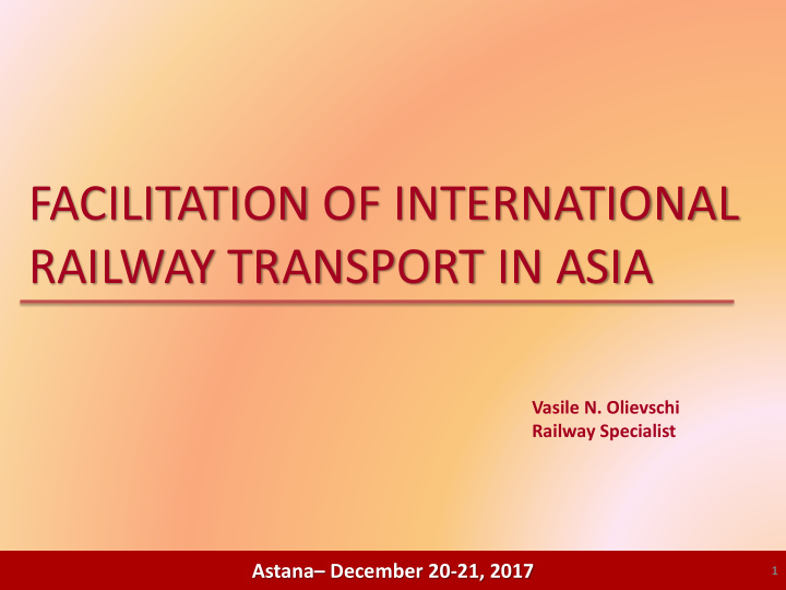 facilitation of international railway transport in asia