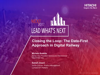 Closing the Loop: The Data-First  Approach in Digital Railway  Michele Budetta  Senior Vice