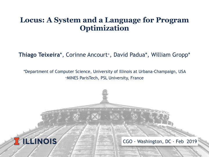 locus a system and a language for program optimization