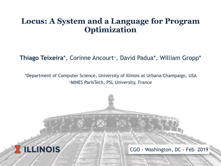 locus a system and a language for program optimization