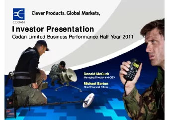 I  I  I nvestor Presentation  I nvestor Presentation  t  t  P  P  t ti  t ti  Codan Limited