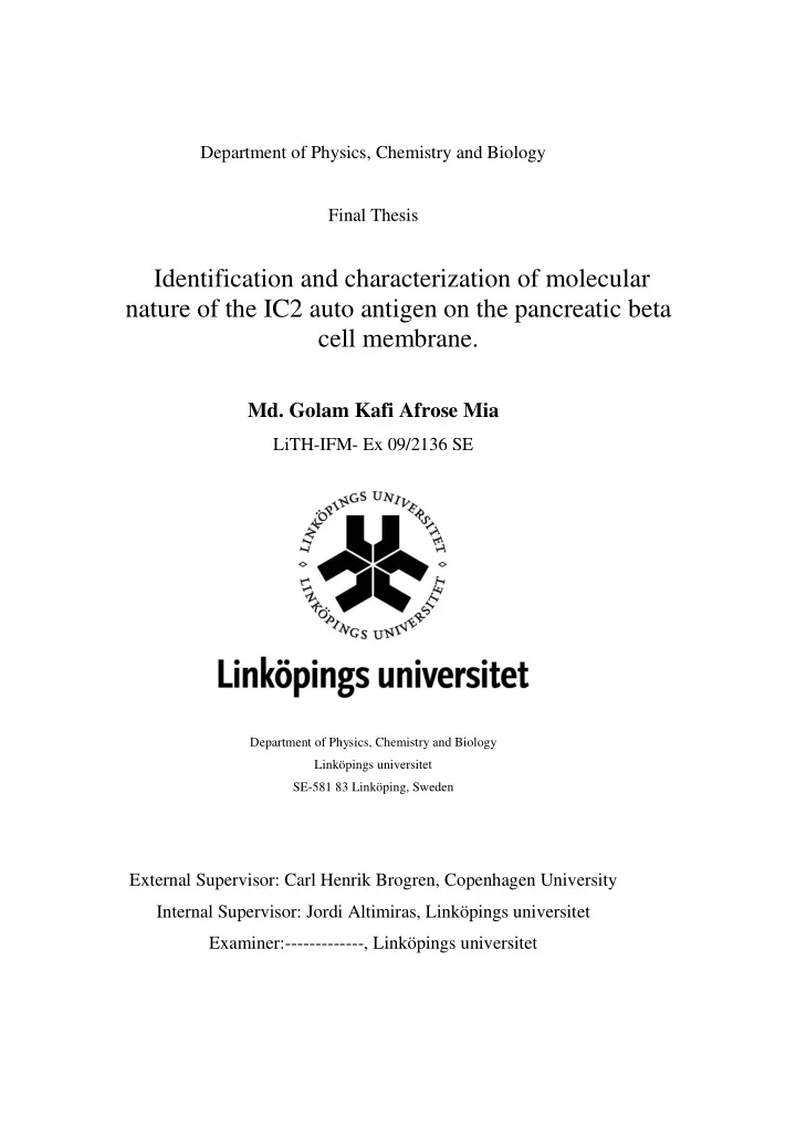 identification and characterization of molecular nature