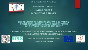 MOBILITY AS A SERVICE  EFFECTIVENESS OF INTELLIGENT SPEED ADAPTATION,  COLLISION WARNING AND