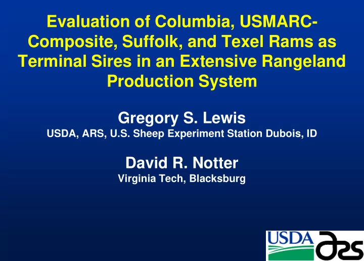 evaluation of columbia usmarc composite suffolk and texel