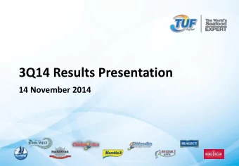3Q14 Results Presentation 14 November 2014  Disclaimer  The information contained in our