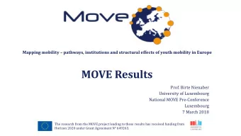 MOVE Results  Prof. Birte Nienaber  University of Luxembourg  National MOVE Pre-Conference