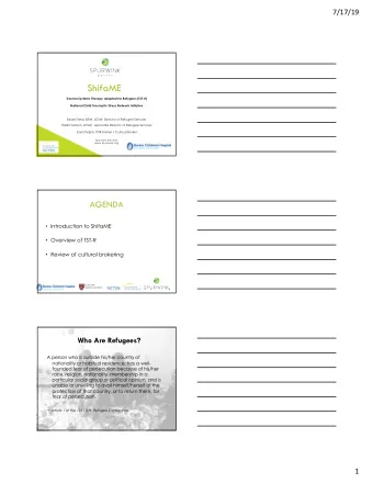 ShifaME  Trauma Systems Therapy adapted for Refugees (TST-R)  National Child Traumatic Stress