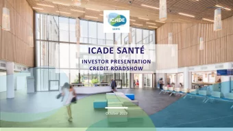 ICADE SANT  INVESTOR PRESENTATION  CREDIT ROADSHOW  October 2019  AGENDA Todays speakers