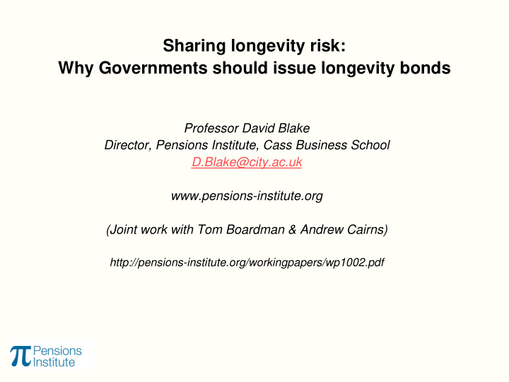 sharing longevity risk why governments should issue