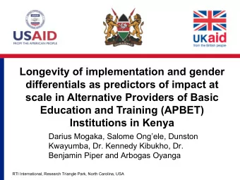 Longevity of implementation and gender  differentials as predictors of impact at  scale in