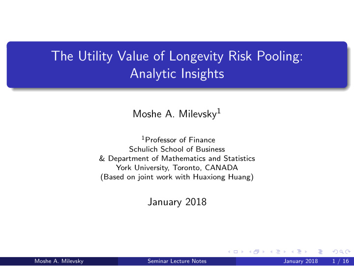 the utility value of longevity risk pooling analytic