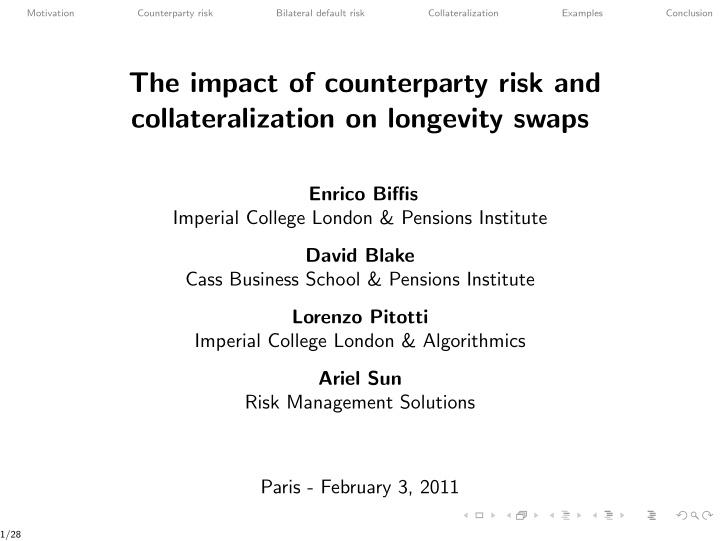 the impact of counterparty risk and collateralization on