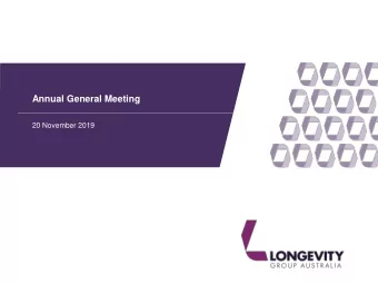 Annual General Meeting  20 November 2019  Welcome from the Chairman  Martyn Pickersgill  Agenda