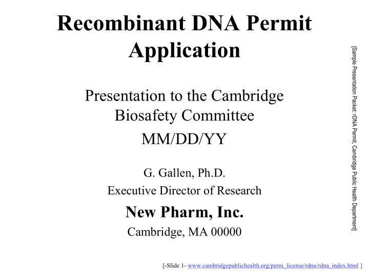 recombinant dna permit application