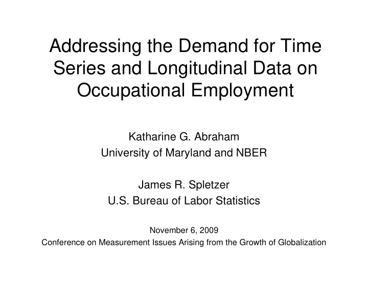 addressing the demand for time series and longitudinal