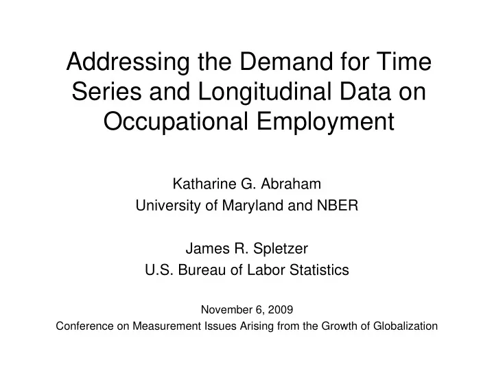 addressing the demand for time series and longitudinal