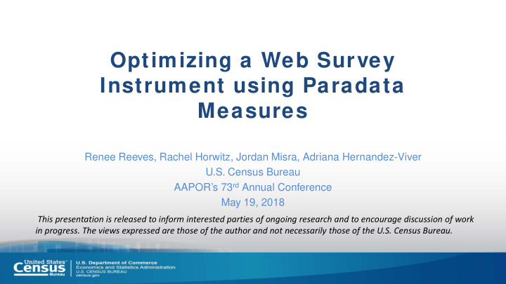 optimizing a web survey instrument using paradata measures
