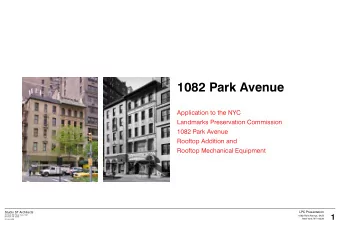1082 Park Avenue  Application to the NYC  Landmarks Preservation Commission  1082 Park Avenue