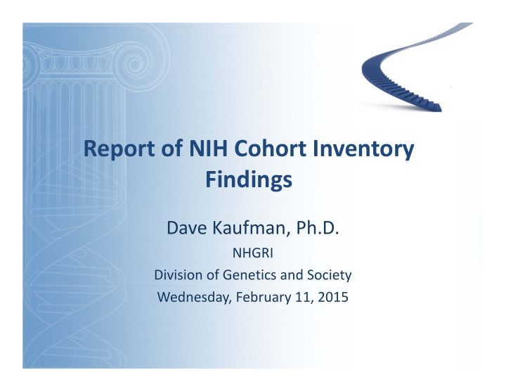 report of nih cohort inventory findings