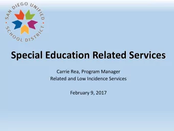 Special Education Related Services  Carrie Rea, Program Manager  Related and Low Incidence Services