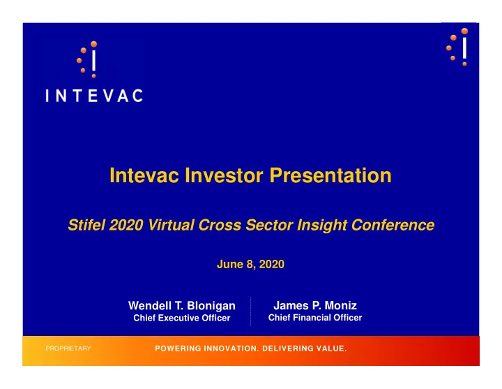intevac investor presentation